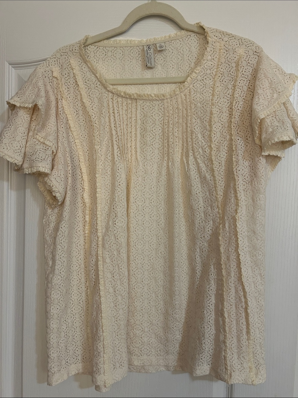 Cato Cream Crochet Lace Blouse
